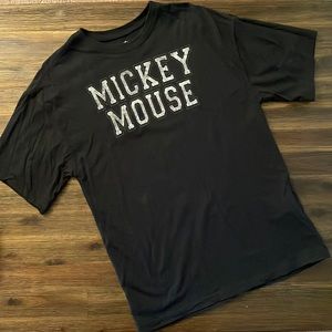 Disney Mickey Mouse Two-Sided Text T-Shirt for Adults Size Small